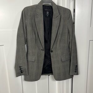 New York & Company Gray Blazer with Notched Lapel and Modern Fit